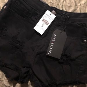 Black jean shorts